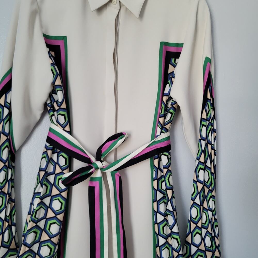 Alexis Stellar Long-Sleeve Shirt Mini Dress Belted Striped Sz M Cocktail Party - Picture 12 of 14